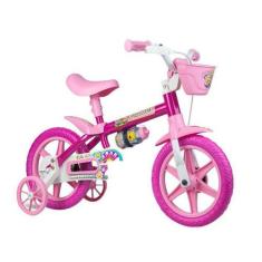 Bicicleta Infantil Aro 12 Nathor Flower - Rosa Com Rodinhas