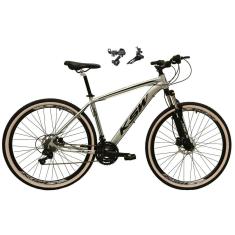 Bicicleta Aro 29 Ksw Xlt Alumínio 21V Câmbios Shimano Tz Freios a Disco Suspensão Pneus Faixa Bege-Unissex