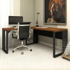 Mesa de Escritório em L Linha Industrial Metalon Tampo 40mm - F5 Offic