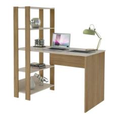 Escrivaninha 120cm com Estante Lateral Multimóveis CR25207, Off White/