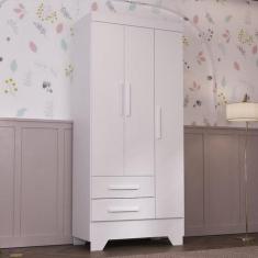 Guarda Roupa Infantil 3 Portas 2 Gavetas Catavento Rodial, Branco