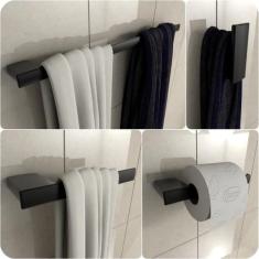 Kit De Acessórios Para Banheiro Preto Fosco Master 4 Peças - MetalCrom