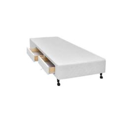 Cama Box Castor Solteiro Poli Branco com 2 Gavetas 79x198x27cm