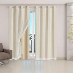 Cortina Blackout PVC com Tecido Voil 2,80 m x 2,30 m Bege - TUCCI HOME