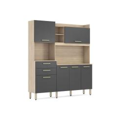 Armário Cozinha Compacta 6 Portas 2 Gavetas Pés C/ Regulagem 3 Prateleiras Select