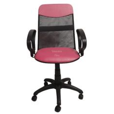 Cadeira  diretor tela giratória com faixa e braço fixo corano pink - S