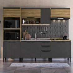 Cozinha Completa Magnólia 10 PT 3 GV Mel e Grafite - Modern