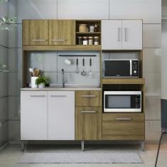Cozinha Compacta Jasmin 8 PT 1 GV Dakar e Branco - Modern