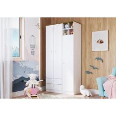 Guarda-Roupas Infantil 3 Portas e 2 Gavetas Multimóveis CR35095, Branc