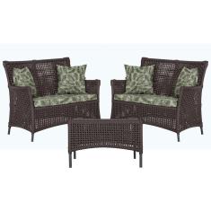 2 Sofá Área e Mesa Igapó Alumínio Pintura Preta Corda Náutica Estofado Impermeável Almofada 5 Trama