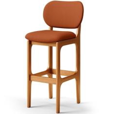 Banqueta Alta Bar Cozinha Sala Jantar Fixa Betta L02 Imbuia Tecido Terracota