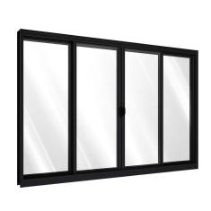 Janela De Alumínio De Correr Central 4 Folhas 100x200cm Riobras Preto