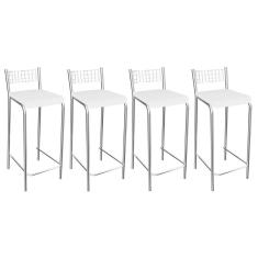 Kit 4 Banquetas Sala Jantar Gênova 1b705cr 4 Un Cromado/courano Branco - Kappesberg