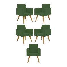 Kit 05 Cadeiras Poltronas Decorativa - Escritório - Recepção Cor:verde