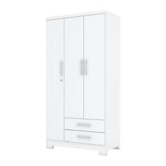 Guarda-roupa 91cm Solteiro 3 Portas 2 Gavetas Açaí Henn, Branco