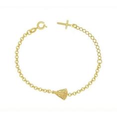 Pulseira Folheada N Sr Aparecida Alongador Com Cruz