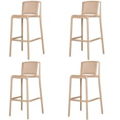 Kit 4 Banquetas Floripa Fratini 100 Cm (altura) Em Poliuretano (pu) Cor Fendi