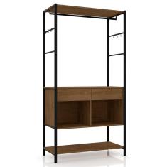 Guarda Roupa Solteiro Closet Paris 0 Portas Sem Portas 2 Gavetas MDP Preto-demolição Artefamol Móveis