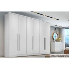 Guarda Roupa Casal Robust-Livorno 6 Portas de Bater 4 Gavetas MDF Livorno Neve Móveis Novo Horizonte