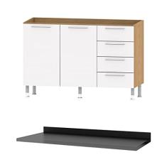 Balcão Cozinha Ditália Aspen 2pt4gv CV/BR Tampo Preto CD-104