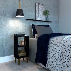 Mesa de Cabeceira com Prateleira Jorah Preta