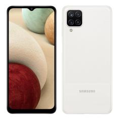 Smartphone Samsung Galaxy A12 64GB 4GB RAM 4G Wi-Fi Câmera Quádrupla + Selfie 8MP Tela 6.5" Branco