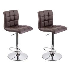 Conjunto com 2 Banquetas Giratórias Fitz Marrom Escuro