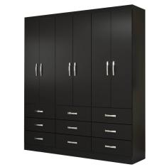 Guarda Roupa Casal 6 Portas 9 Gavetas Cor Preto