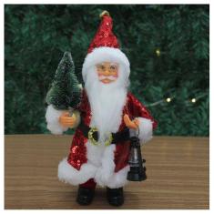Boneco Natal Papai Noel Com Brilho Vermelho Em Tecido 22cm
