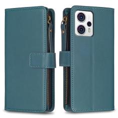 Capa com alça de pulso para Motorola Moto G13, 9 compartimentos para cartão, 1 carteira de couro com zíper, suporte flip fecho magnético, capa de telefone compatível com Moto G13 4G 6,5 polegadas