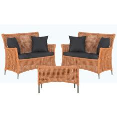 2 Sofás Área e Mesa Igapó Alumínio Pintura Fendi Corda Náutica Estofad