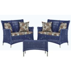 2 Sofás Área e Mesa Igapó Alumínio Pintura Fendi Corda Náutica Estofad