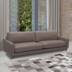 Sofá Decorativo Isaac 3 Lugares Sala de estar 210cm Pés em Aço Couro A