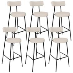 Kit 06 Banquetas Altas Bar Cozinha Sala De Jantar Estrutura Em Aço Mil