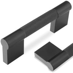 POVEFONK Pacote com 10 puxadores de armário de cozinha pretos foscos de 76 mm Puxadores de armário serrilhados puxadores de gaveta pretos puxadores de cozinha