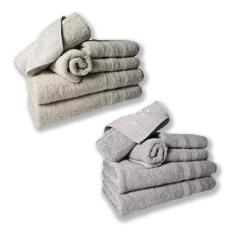 Jogo De Toalhas 4 Banhos 4 Rostos 4 Pisos Grossa Bege+cinza