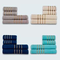 Jogo De Toalhas 16 P? Cole??o Montreal 100% Algod?o Cz+bg+az+vd