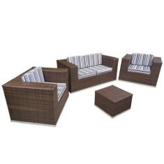 Conjunto de Sofá Fibra Sintética Quadrado - 1 Sofá 2L + 2 Poltronas + 