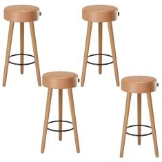Kit 4 Banquetas Alta Estofada 70 cm Pés Palito P/ Área Gourmet Bancada Cozinha Churrasqueira Londres