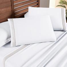 Jogo Cama Lençol Honore Casal Padrão Micro Percal 200 Fios c/ Detalhes