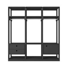 Guarda-Roupa Closet Modulado Titan 1 PT 2 GV Preto - Móveis Leão