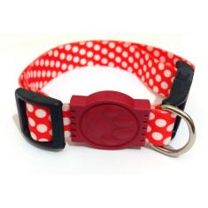 Coleira Seda 25mm vermelho poá Tamanho Único  32cm49cm 