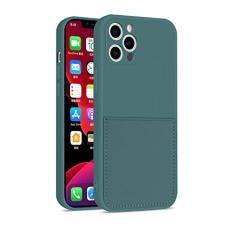 Capa de telefone de silicone Candy Color para iPhone 12 13 SE 2020 11 Pro Max XS X XR 6 7 8 Plus Porta-cartão de carteira Capa macia à prova de choque, verde escuro, para iPhone 7