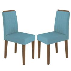 Kit Com 2 Cadeiras Para Sala De Jantar Ana Imbuia Azul Claro Wd26 New