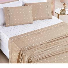 Jogo de Lençol Cama King 4 peças Micropercal 200 fios Petit Poá