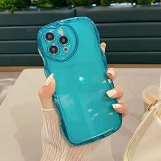 Capa transparente de silicone para iPhone 13 12 11 Pro Max XR X XS Max Love Lente protetora em forma de coração Capa macia em forma de onda, azul, para iPhone XS X