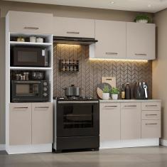 Armário de Cozinha Completa 270cm Branco/Crema Agata Madesa 07