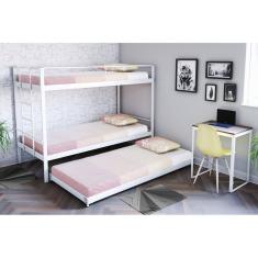 Cama Treliche Solteiro em Aço 94cm x 205cm Branco