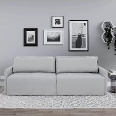 Sofá Cama Baraúna Retrátil e Reclinável 3 lugares 2,50m em Linho CabeCasa MadeiraMadeira Cinza