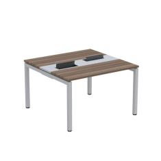 Mesa Plataforma Dupla com Pé de Aço para Coworking 120x120 Pdc12/12/2p Walnut/Cinza
